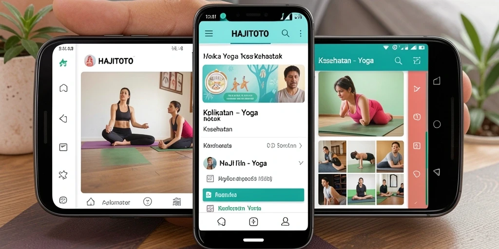 Antarmuka aplikasi HAJITOTO yang intuitif menunjukkan berbagai pose Yoga.