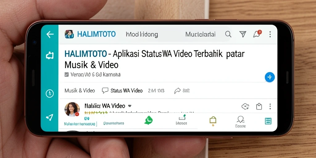 Antarmuka HALIMTOTO menampilkan berbagai video untuk status WA.