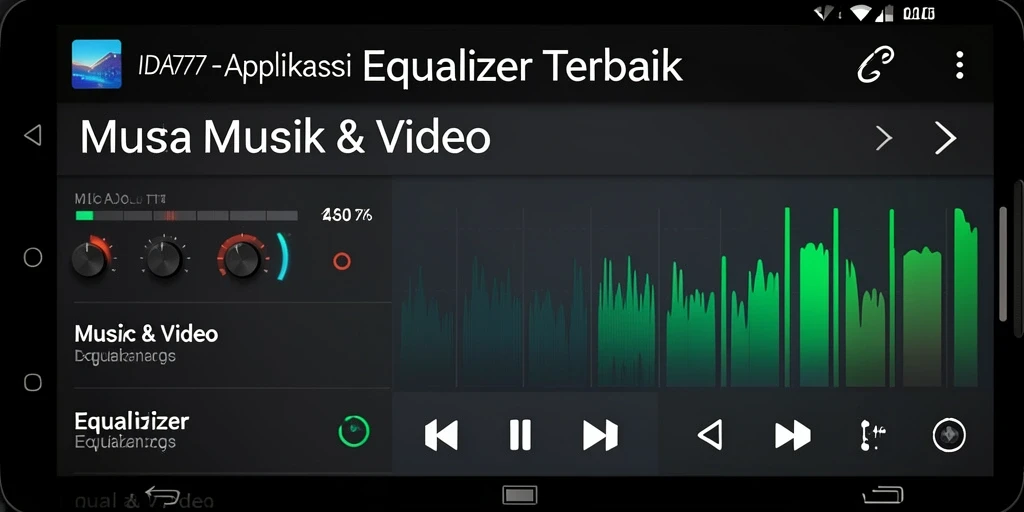 Antarmuka aplikasi IDA777 menunjukkan pengaturan Equalizer yang dapat disesuaikan.