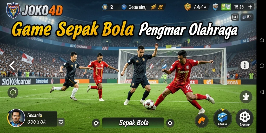 Tampilan antarmuka JOKO4D dengan aksi sepak bola yang seru.