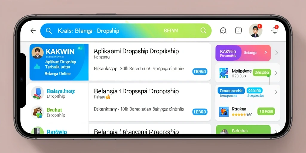Tampilan antarmuka KAKWIN yang memudahkan berbelanja dropship.
